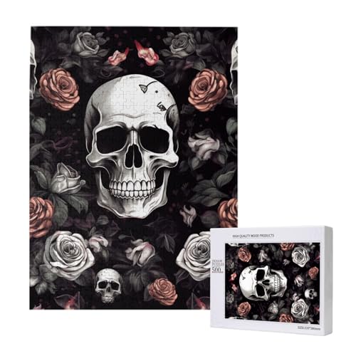 Black Floral Halloween Skull Printed Jigsaw Puzzle with Storage Box, Wooden Puzzle for Adults and Kids, 500 Pieces Family Fun Decorative Game Black Floral Halloween Skull Printed Jigsaw Puzzle with Storage Box, Wooden Puzzle for Adults and Kids, 500 Pieces Family Fun Decorative Game von WPUTY