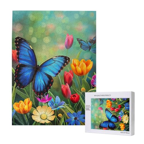 Blauer Schmetterling und Blumen bedrucktes Puzzle mit Aufbewahrungsbox, Holzpuzzle für Erwachsene und Kinder, 500 Teile Familienspaß, dekoratives Spiel Blauer Schmetterling und Blumen bedrucktes Puzzle mit Aufbewahrungsbox, Holzpuzzle für Erwachsene und Kinder, 500 Teile Familienspaß, dekoratives Spiel von WPUTY