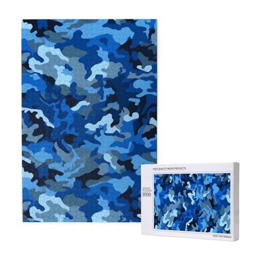 Blaues Camouflage gedrucktes Puzzle mit Aufbewahrungsbox, Holzpuzzle für Erwachsene und Kinder, 1000 Teile Familienspaß, dekoratives Spiel Blaues Camouflage gedrucktes Puzzle mit Aufbewahrungsbox, Holzpuzzle für Erwachsene und Kinder, 1000 Teile Familienspaß, dekoratives Spiel von WPUTY