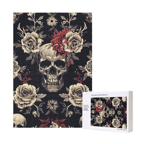 Blumen Schädel Ornament Muster Gedruckt Puzzle mit Aufbewahrungsbox, Holzpuzzle für Erwachsene und Kinder, 300 Stück Familie Spaß Dekoratives Spiel Blumen Schädel Ornament Muster Gedruckt Puzzle mit Aufbewahrungsbox, Holzpuzzle für Erwachsene und Kinder, 300 Stück Familie Spaß Dekoratives Spiel von WPUTY