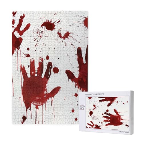 Blutige Handabdrücke, gedrucktes Puzzle mit Aufbewahrungsbox, Holzpuzzle für Erwachsene und Kinder, 1000 Teile Familienspaß, dekoratives Spiel Blutige Handabdrücke, gedrucktes Puzzle mit Aufbewahrungsbox, Holzpuzzle für Erwachsene und Kinder, 1000 Teile Familienspaß, dekoratives Spiel von WPUTY