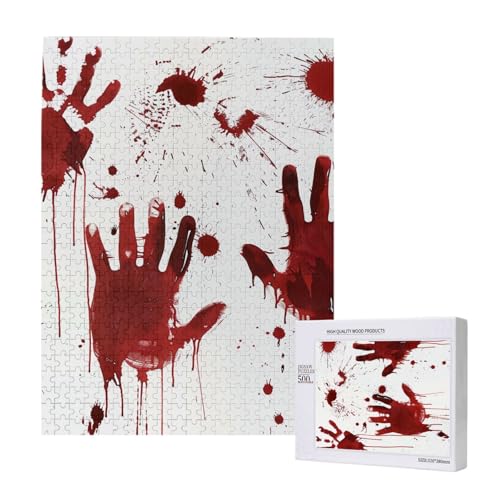 Blutige Handabdrücke, gedrucktes Puzzle mit Aufbewahrungsbox, Holzpuzzle für Erwachsene und Kinder, 500 Teile Familienspaß, dekoratives Spiel Blutige Handabdrücke, gedrucktes Puzzle mit Aufbewahrungsbox, Holzpuzzle für Erwachsene und Kinder, 500 Teile Familienspaß, dekoratives Spiel von WPUTY