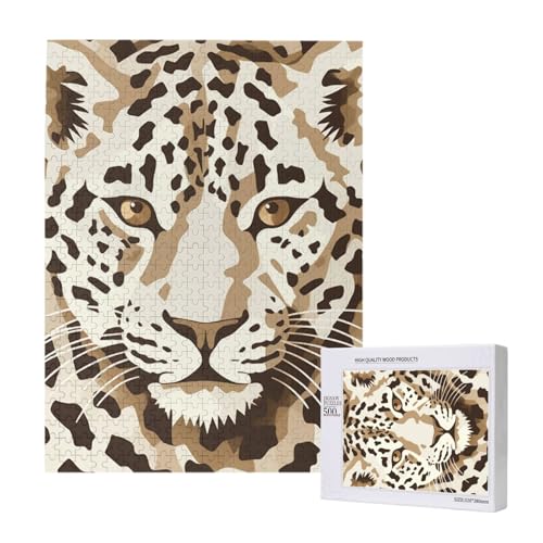 Braunes Muster Leopard gedruckt Puzzle mit Aufbewahrungsbox, Holzpuzzle für Erwachsene und Kinder, 500 Teile Familienspaß, dekoratives Spiel Braunes Muster Leopard gedruckt Puzzle mit Aufbewahrungsbox, Holzpuzzle für Erwachsene und Kinder, 500 Teile Familienspaß, dekoratives Spiel von WPUTY