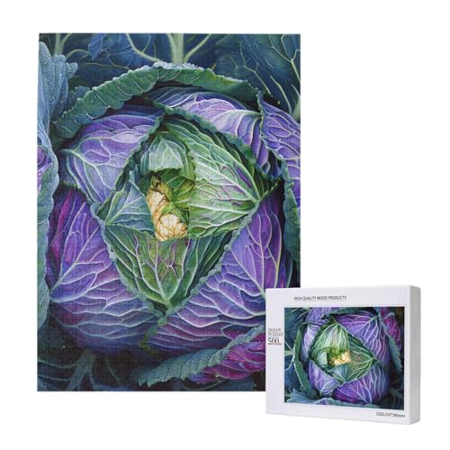 Bright Cabbage Printed Jigsaw Puzzle with Storage Box, Wooden Puzzle for Adults and Kids, 500 Pieces Family Fun Decorative Game Bright Cabbage Printed Jigsaw Puzzle with Storage Box, Wooden Puzzle for Adults and Kids, 500 Pieces Family Fun Decorative Game von WPUTY