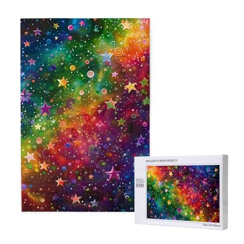 Bunte Regenbogensterne, bedrucktes Puzzle mit Aufbewahrungsbox, Holzpuzzle für Erwachsene und Kinder, 1000 Teile, Familienspaß, dekoratives Spiel Bunte Regenbogensterne, bedrucktes Puzzle mit Aufbewahrungsbox, Holzpuzzle für Erwachsene und Kinder, 1000 Teile, Familienspaß, dekoratives Spiel von WPUTY