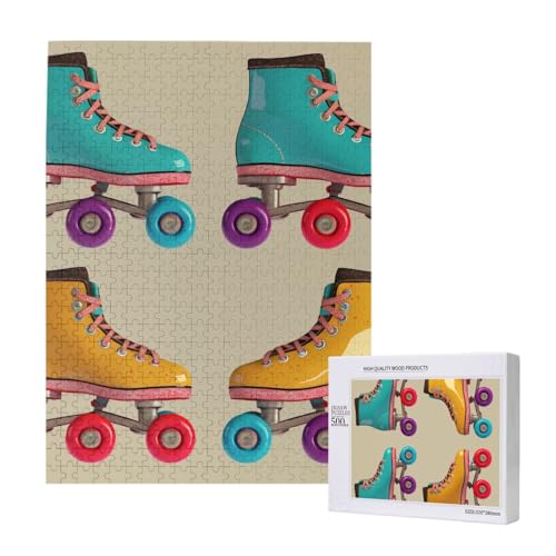 Bunte Retro-Rollschuh-Puzzle mit Aufbewahrungsbox, Holzpuzzle für Erwachsene und Kinder, 500 Teile, Familienspaß, dekoratives Spiel Bunte Retro-Rollschuh-Puzzle mit Aufbewahrungsbox, Holzpuzzle für Erwachsene und Kinder, 500 Teile, Familienspaß, dekoratives Spiel von WPUTY