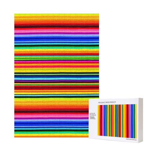 Bunte mexikanische Streifen bedrucktes Puzzle mit Aufbewahrungsbox, Holzpuzzle für Erwachsene und Kinder, 300 Teile, Familienspaß, dekoratives Spiel Bunte mexikanische Streifen bedrucktes Puzzle mit Aufbewahrungsbox, Holzpuzzle für Erwachsene und Kinder, 300 Teile, Familienspaß, dekoratives Spiel von WPUTY