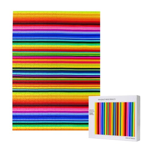 Bunte mexikanische Streifen bedrucktes Puzzle mit Aufbewahrungsbox, Holzpuzzle für Erwachsene und Kinder, 500 Teile, Familienspaß, dekoratives Spiel Bunte mexikanische Streifen bedrucktes Puzzle mit Aufbewahrungsbox, Holzpuzzle für Erwachsene und Kinder, 500 Teile, Familienspaß, dekoratives Spiel von WPUTY