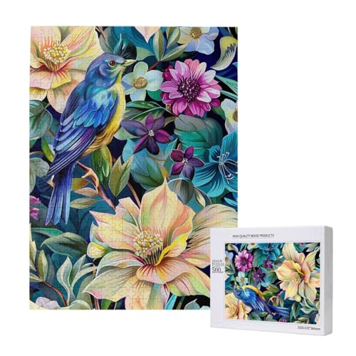 Buntes Blumen-Vogel bedrucktes Puzzle mit Aufbewahrungsbox, Holzpuzzle für Erwachsene und Kinder, 500 Teile, Familienspaß, dekoratives Spiel Buntes Blumen-Vogel bedrucktes Puzzle mit Aufbewahrungsbox, Holzpuzzle für Erwachsene und Kinder, 500 Teile, Familienspaß, dekoratives Spiel von WPUTY