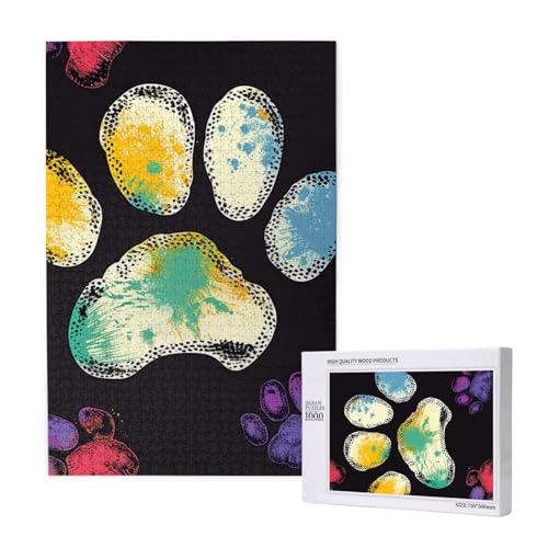 Buntes Puzzle mit Hundepfotenabdruck, schwarz, bedruckt, mit Aufbewahrungsbox, Holzpuzzle für Erwachsene und Kinder, 1000 Teile, Familienspaß, dekoratives Spiel Buntes Puzzle mit Hundepfotenabdruck, schwarz, bedruckt, mit Aufbewahrungsbox, Holzpuzzle für Erwachsene und Kinder, 1000 Teile, Familienspaß, dekoratives Spiel von WPUTY