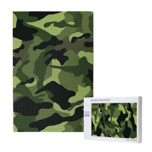 Camouflage Green Printed Jigsaw Puzzle with Storage Box, Wooden Puzzle for Adults and Kids, 1000 Pieces Family Fun Decorative Game Camouflage Green Printed Jigsaw Puzzle with Storage Box, Wooden Puzzle for Adults and Kids, 1000 Pieces Family Fun Decorative Game von WPUTY