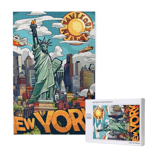 Cartoon Cute New York Theme Art Printed Jigsaw Puzzle with Storage Box, Wooden Puzzle for Adults and Kids, 1000 Pieces Family Fun Decorative Game Cartoon Cute New York Theme Art Printed Jigsaw Puzzle with Storage Box, Wooden Puzzle for Adults and Kids, 1000 Pieces Family Fun Decorative Game von WPUTY