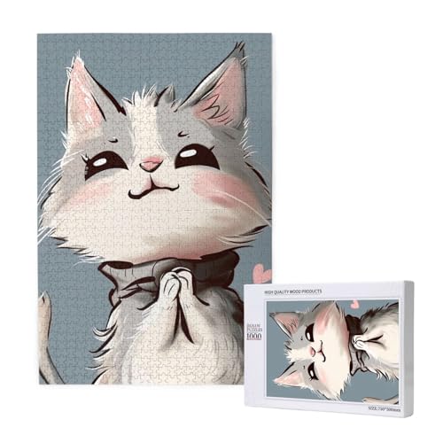 Cartoon Katze Druck gedruckt Puzzle mit Aufbewahrungsbox, Holzpuzzle für Erwachsene und Kinder, 1000 Teile Familienspaß, dekoratives Spiel Cartoon Katze Druck gedruckt Puzzle mit Aufbewahrungsbox, Holzpuzzle für Erwachsene und Kinder, 1000 Teile Familienspaß, dekoratives Spiel von WPUTY
