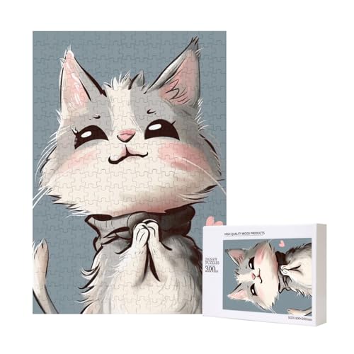 Cartoon Katze Druck gedruckt Puzzle mit Aufbewahrungsbox, Holzpuzzle für Erwachsene und Kinder, 300 Teile Familienspaß, dekoratives Spiel Cartoon Katze Druck gedruckt Puzzle mit Aufbewahrungsbox, Holzpuzzle für Erwachsene und Kinder, 300 Teile Familienspaß, dekoratives Spiel von WPUTY