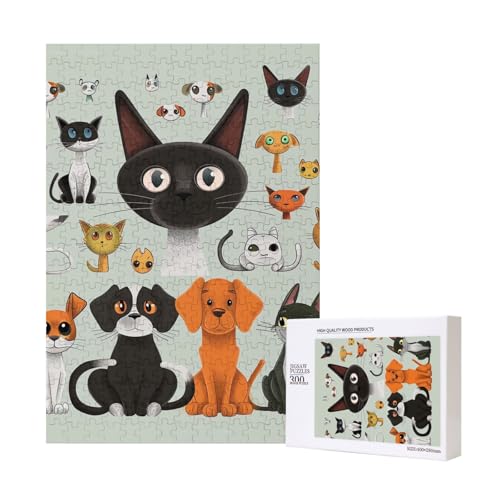 Cartoon Katze und Hund gedruckt Puzzle mit Aufbewahrungsbox, Holzpuzzle für Erwachsene und Kinder, 300 Teile Familienspaß, dekoratives Spiel Cartoon Katze und Hund gedruckt Puzzle mit Aufbewahrungsbox, Holzpuzzle für Erwachsene und Kinder, 300 Teile Familienspaß, dekoratives Spiel von WPUTY