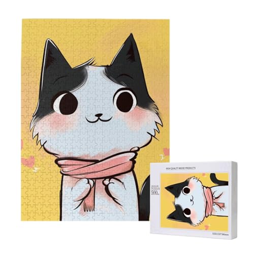 Cartoon-Katzenkunst, gedrucktes Puzzle mit Aufbewahrungsbox, Holzpuzzle für Erwachsene und Kinder, 500 Teile, Familienspaß, dekoratives Spiel Cartoon-Katzenkunst, gedrucktes Puzzle mit Aufbewahrungsbox, Holzpuzzle für Erwachsene und Kinder, 500 Teile, Familienspaß, dekoratives Spiel von WPUTY