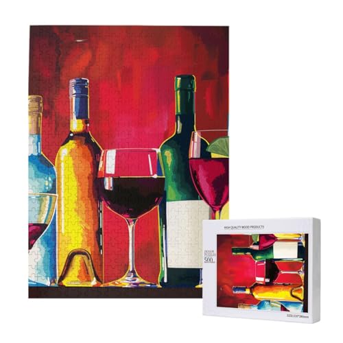 Cocktailgläser und Weinflaschen bedrucktes Puzzle mit Aufbewahrungsbox, Holzpuzzle für Erwachsene und Kinder, 500 Teile Familienspaß, dekoratives Spiel Cocktailgläser und Weinflaschen bedrucktes Puzzle mit Aufbewahrungsbox, Holzpuzzle für Erwachsene und Kinder, 500 Teile Familienspaß, dekoratives Spiel von WPUTY