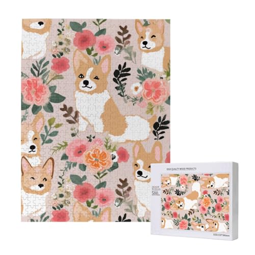 Corgi Floral Flowers Printed Jigsaw Puzzle with Storage Box, Wooden Puzzle for Adults and Kids, 500 Pieces Family Fun Decorative Game Corgi Floral Flowers Printed Jigsaw Puzzle with Storage Box, Wooden Puzzle for Adults and Kids, 500 Pieces Family Fun Decorative Game von WPUTY