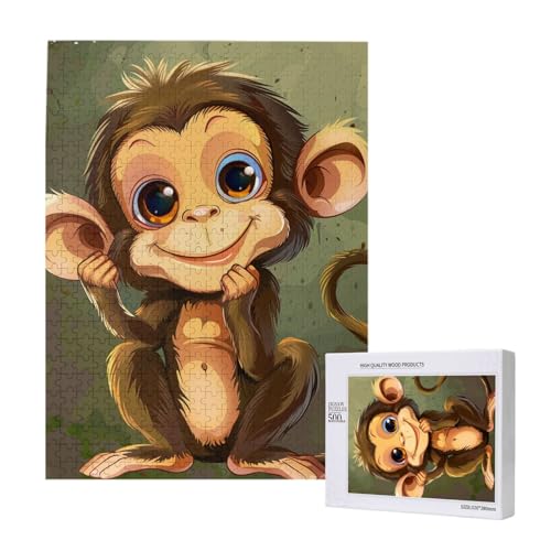Cute Monkey Printed Jigsaw Puzzle with Storage Box, Wooden Puzzle for Adults and Kids, 500 Pieces Family Fun Decorative Game Cute Monkey Printed Jigsaw Puzzle with Storage Box, Wooden Puzzle for Adults and Kids, 500 Pieces Family Fun Decorative Game von WPUTY