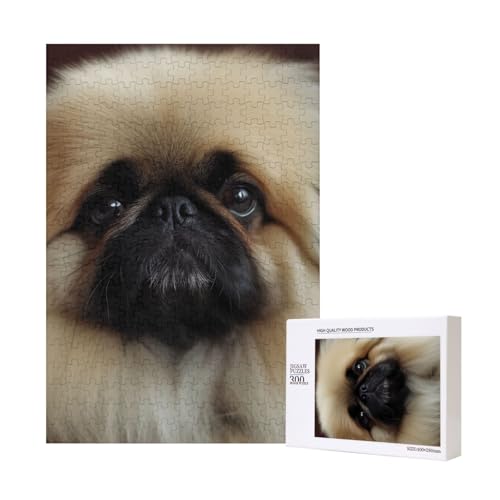 Cute Pekinese Printed Jigsaw Puzzle with Storage Box, Wooden Puzzle for Adults and Kids, 300 Pieces Family Fun Decorative Game von WPUTY