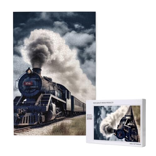 Dampfzug Wolken gedruckt Puzzle mit Aufbewahrungsbox, Holzpuzzle für Erwachsene und Kinder, 1000 Teile Familienspaß, dekoratives Spiel Dampfzug Wolken gedruckt Puzzle mit Aufbewahrungsbox, Holzpuzzle für Erwachsene und Kinder, 1000 Teile Familienspaß, dekoratives Spiel von WPUTY