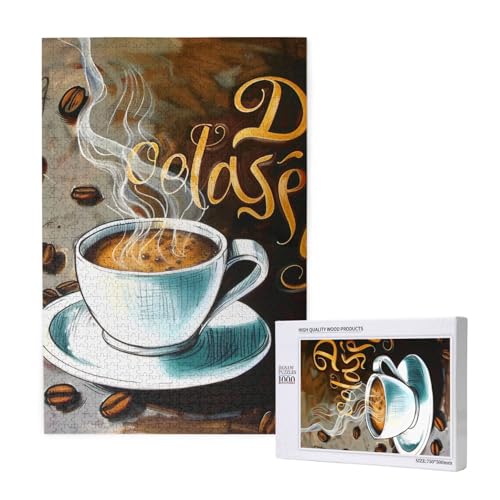 Delicious Coffee Printed Jigsaw Puzzle with Storage Box, Wooden Puzzle for Adults and Kids, 1000 Pieces Family Fun Decorative Game Delicious Coffee Printed Jigsaw Puzzle with Storage Box, Wooden Puzzle for Adults and Kids, 1000 Pieces Family Fun Decorative Game von WPUTY