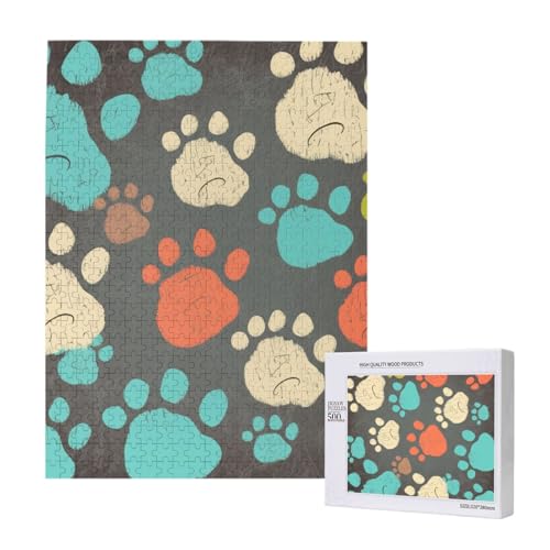 Dog Paws Print Printed Jigsaw Puzzle with Storage Box, Wooden Puzzle for Adults and Kids, 500 Pieces Family Fun Decorative Game Dog Paws Print Printed Jigsaw Puzzle with Storage Box, Wooden Puzzle for Adults and Kids, 500 Pieces Family Fun Decorative Game von WPUTY