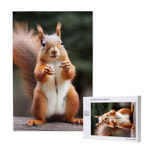 Eichhörnchen Lustiges Tier Gedrucktes Puzzle mit Aufbewahrungsbox, Holzpuzzle für Erwachsene und Kinder, 1000 Teile Familienspaß Dekoratives Spiel Eichhörnchen Lustiges Tier Gedrucktes Puzzle mit Aufbewahrungsbox, Holzpuzzle für Erwachsene und Kinder, 1000 Teile Familienspaß Dekoratives Spiel von WPUTY
