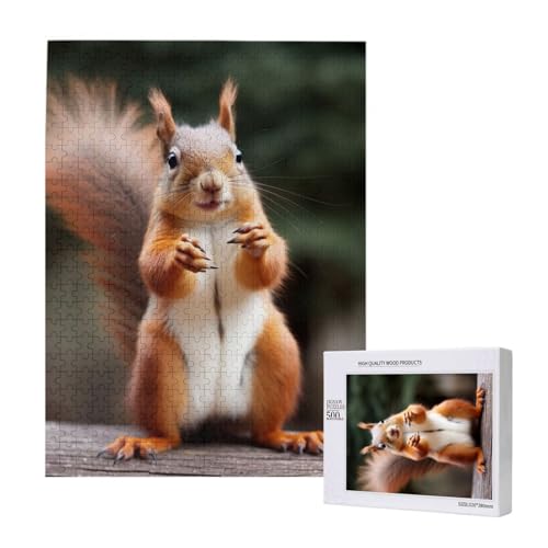 Eichhörnchen Lustiges Tier Gedrucktes Puzzle mit Aufbewahrungsbox, Holzpuzzle für Erwachsene und Kinder, 500 Teile Familienspaß Dekoratives Spiel Eichhörnchen Lustiges Tier Gedrucktes Puzzle mit Aufbewahrungsbox, Holzpuzzle für Erwachsene und Kinder, 500 Teile Familienspaß Dekoratives Spiel von WPUTY