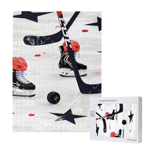 Eishockey-Muster gedrucktes Puzzle mit Aufbewahrungsbox, Holzpuzzle für Erwachsene und Kinder, 500 Teile Familienspaß, dekoratives Spiel Eishockey-Muster gedrucktes Puzzle mit Aufbewahrungsbox, Holzpuzzle für Erwachsene und Kinder, 500 Teile Familienspaß, dekoratives Spiel von WPUTY