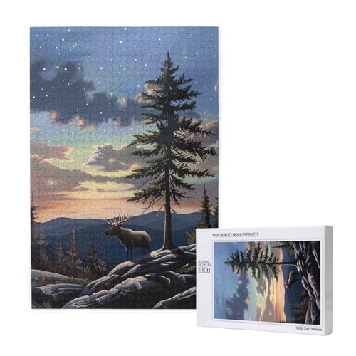 Elch Mountain Pine Tree Wilderness Printed Jigsaw Puzzle with Storage Box, Wooden Puzzle for Adults and Kids, 1000 Pieces Family Fun Decorative Game Elch Mountain Pine Tree Wilderness Printed Jigsaw Puzzle with Storage Box, Wooden Puzzle for Adults and Kids, 1000 Pieces Family Fun Decorative Game von WPUTY