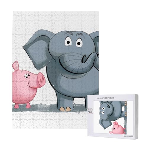 Elefant und Schweinchen Bedrucktes Puzzle mit Aufbewahrungsbox, Holzpuzzle für Erwachsene und Kinder, 500 Teile Familienspaß, dekoratives Spiel Elefant und Schweinchen Bedrucktes Puzzle mit Aufbewahrungsbox, Holzpuzzle für Erwachsene und Kinder, 500 Teile Familienspaß, dekoratives Spiel von WPUTY
