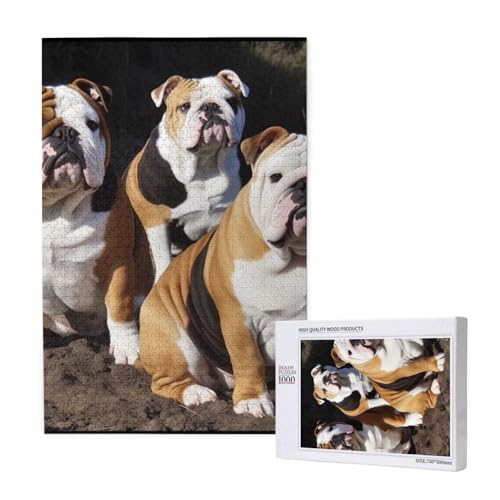 Englische Bulldoggen gedrucktes Puzzle mit Aufbewahrungsbox, Holzpuzzle für Erwachsene und Kinder, 1000 Teile Familienspaß, dekoratives Spiel Englische Bulldoggen gedrucktes Puzzle mit Aufbewahrungsbox, Holzpuzzle für Erwachsene und Kinder, 1000 Teile Familienspaß, dekoratives Spiel von WPUTY