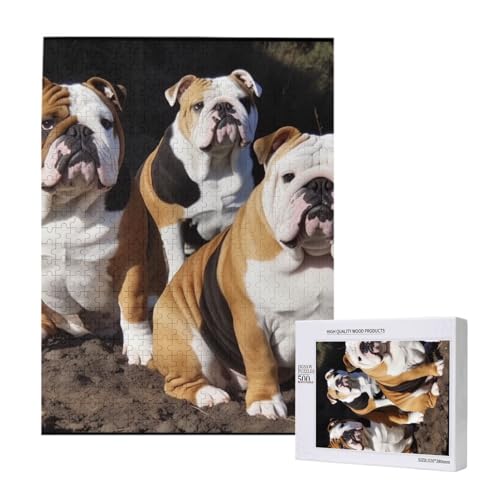 Englische Bulldoggen gedrucktes Puzzle mit Aufbewahrungsbox, Holzpuzzle für Erwachsene und Kinder, 500 Teile Familienspaß, dekoratives Spiel Englische Bulldoggen gedrucktes Puzzle mit Aufbewahrungsbox, Holzpuzzle für Erwachsene und Kinder, 500 Teile Familienspaß, dekoratives Spiel von WPUTY