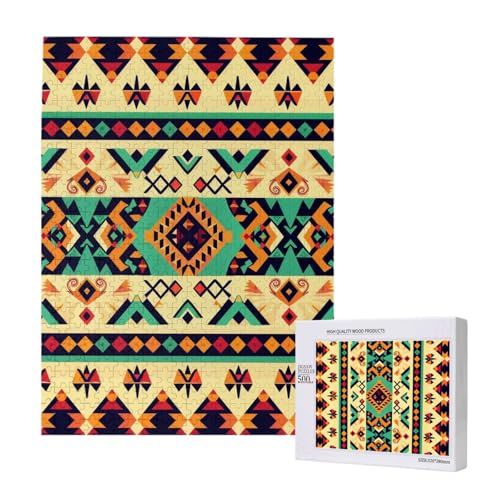 Ethnisches geometrisches Muster, gedrucktes Puzzle mit Aufbewahrungsbox, Holzpuzzle für Erwachsene und Kinder, 500 Teile Familienspaß, dekoratives Spiel Ethnisches geometrisches Muster, gedrucktes Puzzle mit Aufbewahrungsbox, Holzpuzzle für Erwachsene und Kinder, 500 Teile Familienspaß, dekoratives Spiel von WPUTY