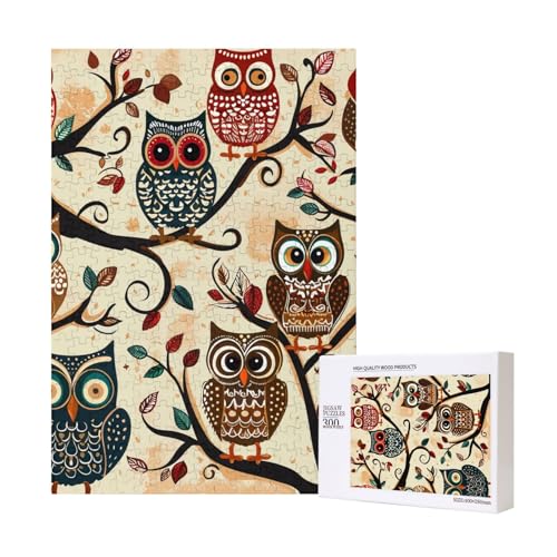 Eulen auf Baumzweigen gedrucktes Puzzle mit Aufbewahrungsbox, Holzpuzzle für Erwachsene und Kinder, 300 Teile Familienspaß, dekoratives Spiel Eulen auf Baumzweigen gedrucktes Puzzle mit Aufbewahrungsbox, Holzpuzzle für Erwachsene und Kinder, 300 Teile Familienspaß, dekoratives Spiel von WPUTY