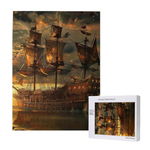 Fantasy Piratenschiff, gedrucktes Puzzle mit Aufbewahrungsbox, Holzpuzzle für Erwachsene und Kinder, 500 Teile Familienspaß, dekoratives Spiel Fantasy Piratenschiff, gedrucktes Puzzle mit Aufbewahrungsbox, Holzpuzzle für Erwachsene und Kinder, 500 Teile Familienspaß, dekoratives Spiel von WPUTY