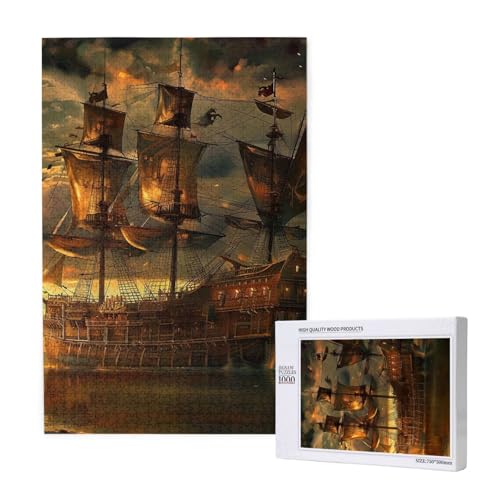 Fantasy Piratenschiff gedruckt Puzzle mit Aufbewahrungsbox, Holzpuzzle für Erwachsene und Kinder, 1000 Teile Familienspaß, dekoratives Spiel Fantasy Piratenschiff gedruckt Puzzle mit Aufbewahrungsbox, Holzpuzzle für Erwachsene und Kinder, 1000 Teile Familienspaß, dekoratives Spiel von WPUTY