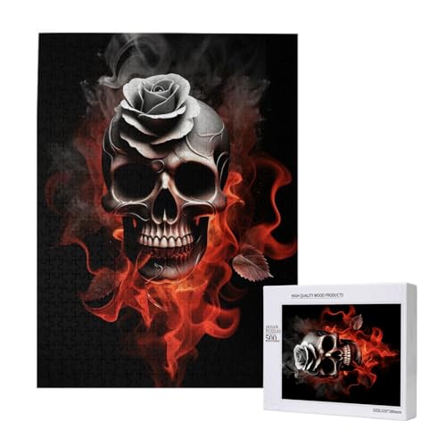 Fire Skull Rose Printed Jigsaw Puzzle with Storage Box, Wooden Puzzle for Adults and Kids, 500 Pieces Family Fun Decorative Game Fire Skull Rose Printed Jigsaw Puzzle with Storage Box, Wooden Puzzle for Adults and Kids, 500 Pieces Family Fun Decorative Game von WPUTY