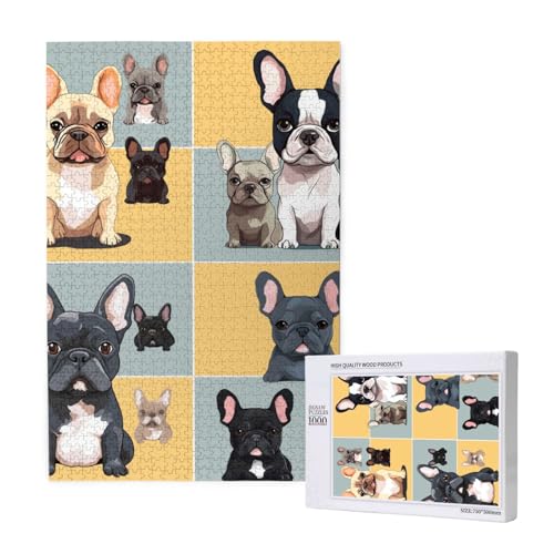 Französische Bulldogge gedrucktes Puzzle mit Aufbewahrungsbox, Holzpuzzle für Erwachsene und Kinder, 1000 Teile, Familienspaß, dekoratives Spiel Französische Bulldogge gedrucktes Puzzle mit Aufbewahrungsbox, Holzpuzzle für Erwachsene und Kinder, 1000 Teile, Familienspaß, dekoratives Spiel von WPUTY