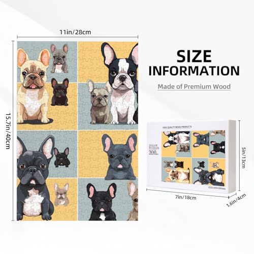 Französische Bulldogge gedrucktes Puzzle mit Aufbewahrungsbox, Holzpuzzle für Erwachsene und Kinder, 300 Teile, Familienspaß, dekoratives Spiel Französische Bulldogge gedrucktes Puzzle mit Aufbewahrungsbox, Holzpuzzle für Erwachsene und Kinder, 300 Teile, Familienspaß, dekoratives Spiel von WPUTY