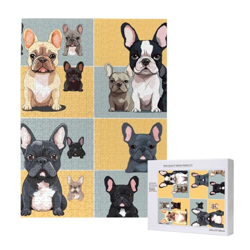 Französische Bulldogge gedrucktes Puzzle mit Aufbewahrungsbox, Holzpuzzle für Erwachsene und Kinder, 500 Teile, Familienspaß, dekoratives Spiel Französische Bulldogge gedrucktes Puzzle mit Aufbewahrungsbox, Holzpuzzle für Erwachsene und Kinder, 500 Teile, Familienspaß, dekoratives Spiel von WPUTY