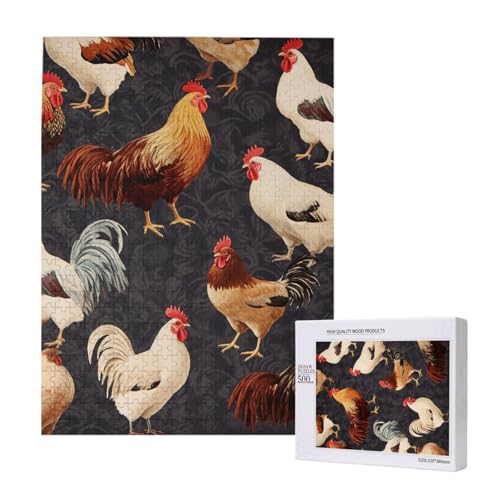 Französische Hähne gedrucktes Puzzle mit Aufbewahrungsbox, Holzpuzzle für Erwachsene und Kinder, 500 Teile Familienspaß, dekoratives Spiel Französische Hähne gedrucktes Puzzle mit Aufbewahrungsbox, Holzpuzzle für Erwachsene und Kinder, 500 Teile Familienspaß, dekoratives Spiel von WPUTY