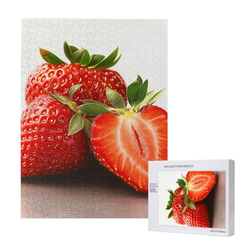 Fresh Strawberry Printed Jigsaw Puzzle with Storage Box, Wooden Puzzle for Adults and Kids, 500 Pieces Family Fun Decorative Game Fresh Strawberry Printed Jigsaw Puzzle with Storage Box, Wooden Puzzle for Adults and Kids, 500 Pieces Family Fun Decorative Game von WPUTY