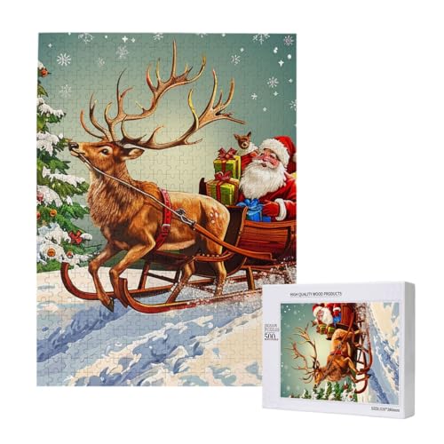 Frohe Weihnachten Tag gedruckt Puzzle mit Aufbewahrungsbox Holzpuzzle für Erwachsene und Kinder, 500 Teile Familie Spaß Dekoratives Spiel Frohe Weihnachten Tag gedruckt Puzzle mit Aufbewahrungsbox Holzpuzzle für Erwachsene und Kinder, 500 Teile Familie Spaß Dekoratives Spiel von WPUTY