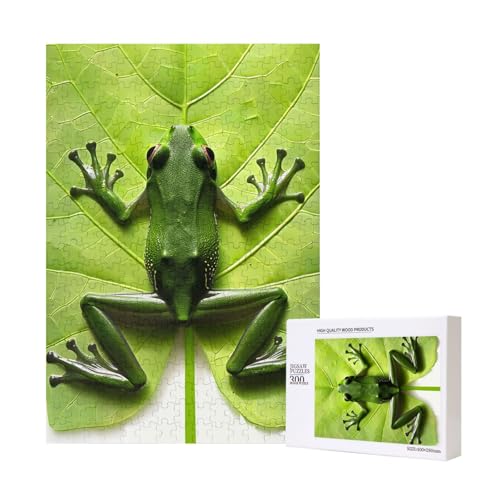 Froschblätter gedruckt Puzzle mit Aufbewahrungsbox, Holzpuzzle für Erwachsene und Kinder, 300 Teile Familienspaß, dekoratives Spiel von WPUTY