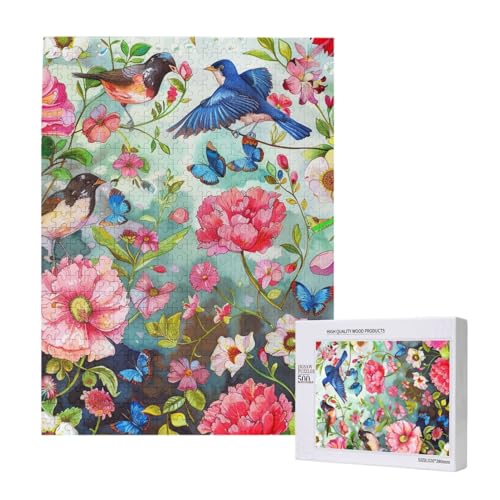 Garten mit Vögeln und Blume, bedrucktes Puzzle mit Aufbewahrungsbox, Holzpuzzle für Erwachsene und Kinder, 500 Teile, Familienspaß, dekoratives Spiel Garten mit Vögeln und Blume, bedrucktes Puzzle mit Aufbewahrungsbox, Holzpuzzle für Erwachsene und Kinder, 500 Teile, Familienspaß, dekoratives Spiel von WPUTY