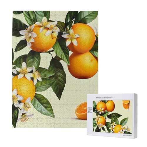 Gelbe Blüte und Orangenfrüchte gedrucktes Puzzle mit Aufbewahrungsbox, Holzpuzzle für Erwachsene und Kinder, 500 Teile Familienspaß, dekoratives Spiel Gelbe Blüte und Orangenfrüchte gedrucktes Puzzle mit Aufbewahrungsbox, Holzpuzzle für Erwachsene und Kinder, 500 Teile Familienspaß, dekoratives Spiel von WPUTY