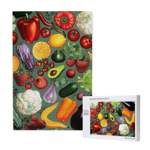 Gemüse Obst gedruckt Puzzle mit Aufbewahrungsbox, Holzpuzzle für Erwachsene und Kinder, 1000 Teile Familienspaß, dekoratives Spiel Gemüse Obst gedruckt Puzzle mit Aufbewahrungsbox, Holzpuzzle für Erwachsene und Kinder, 1000 Teile Familienspaß, dekoratives Spiel von WPUTY