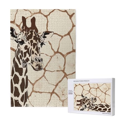 Giraffen-Druck gedruckt Puzzle mit Aufbewahrungsbox, Holzpuzzle für Erwachsene und Kinder, 1000 Teile Familienspaß, dekoratives Spiel Giraffen-Druck gedruckt Puzzle mit Aufbewahrungsbox, Holzpuzzle für Erwachsene und Kinder, 1000 Teile Familienspaß, dekoratives Spiel von WPUTY